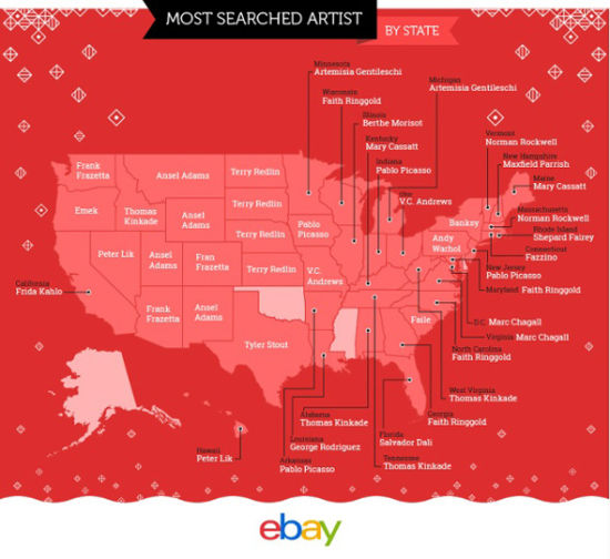 eBay发布美国艺术口味地图