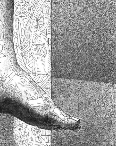 艺术家制作画中画 每幅作品包含数百微型画