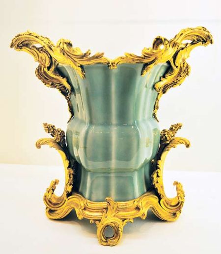 中国青瓷 法国镏金青铜镶接18世纪中期