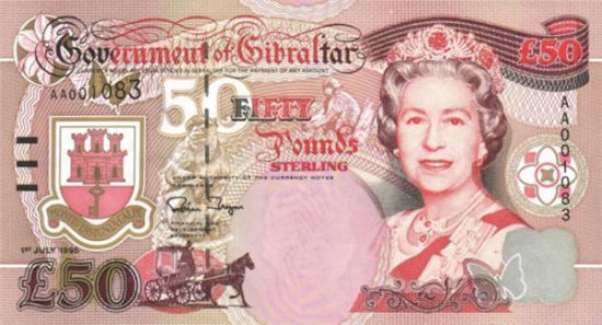 66岁，英女王肖像出现在直布罗陀钞票上。 