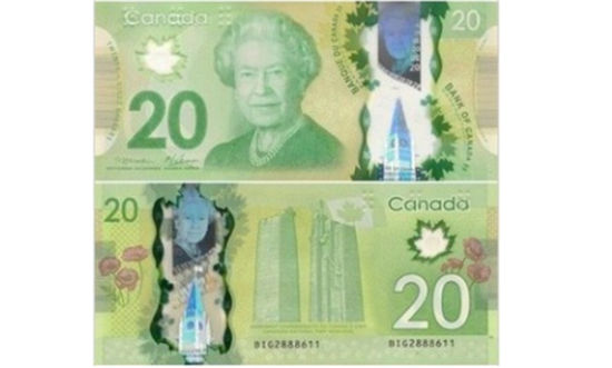 85岁，英女王肖像出现在加拿大钞票上。