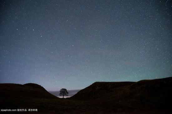  当地时间2014年10月，英国，摄影师摄影师Andrew Whyte镜头下的英国夜景。图为晚上八点的诺森伯兰国家公园。
