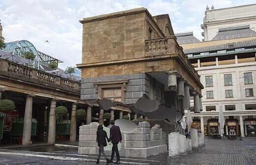 伦敦知名景点现新式建筑 整栋楼似被拦腰斩断