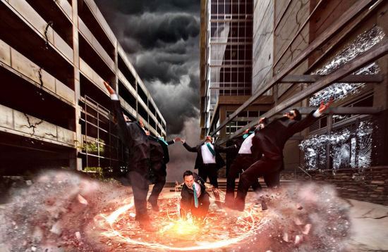 摄影师谢恩·艾略奥特（Shane Elliott）利用真实岩石与沙砾照片，创造“地面冲击波”效果。