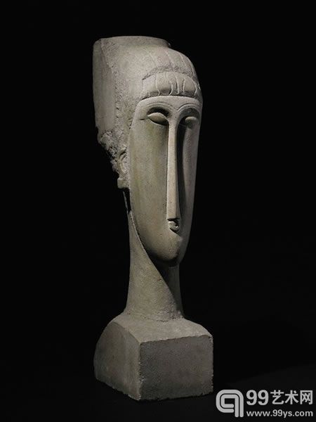 莫迪利亚尼(Modigliani)石刻雕塑《头像》(Tête)，估价4500万美金