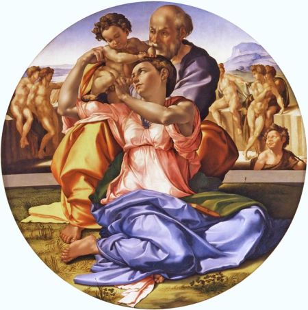 米开朗琪罗，《圣家族》(多尼圆形画)，1504-6，乌菲茲美术馆