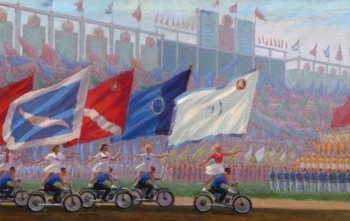 Sergey Luchishkin作品《在迪纳摩体育场游行》（1936-1976） 