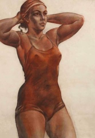 Alexander Deyneka作品《系头巾的女运动员》（1950年代）