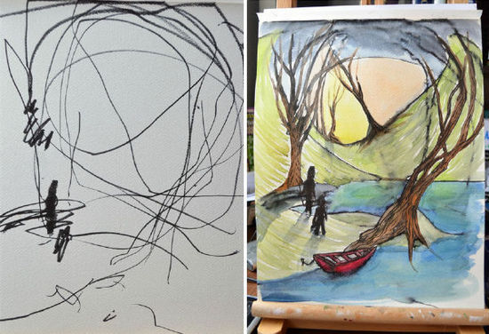 加拿大艺术家将2岁女儿的乱涂鸦变精美画作