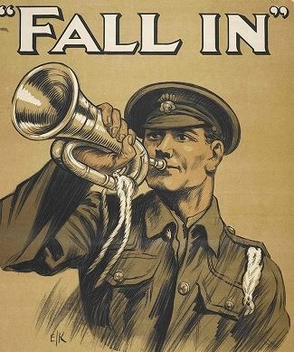 英国国家图书馆的“忍受战争：悲痛、勇气与幽默”展览展示的海报