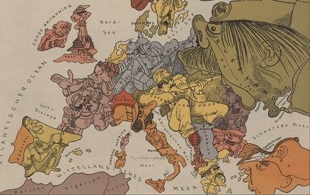 德国艺术家沃尔特·特里尔（Walter Trier）1914年创作的具有讽刺意味的欧洲地图