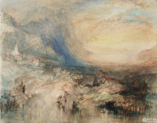 《Goldau, with the Lake of Zug in the Distance: Sample Study》，约1842-1843