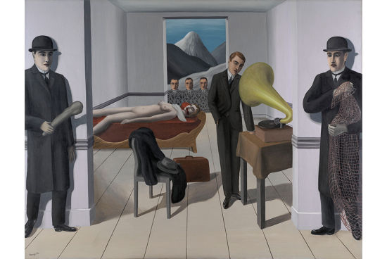 勒内•马格里特，《刺客的威胁》，1927年，布面油画，150.4*195.2cm