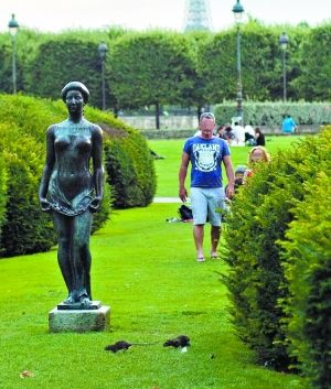 游客们对老鼠熟视无睹。