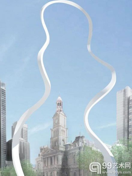 日本建筑师石上纯也（Junya Ishigama）设计的50米高云型雕塑，计划将在乔治大街上落成。 (Credit: ABC Licensed)