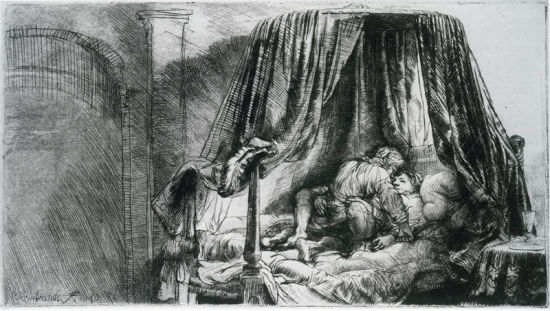 伦勃朗(Rembrandt)作品《法式床》(The French Bed)(1646)