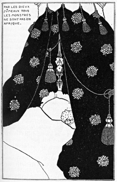 奥伯利·比亚兹莱(Aubrey Beardsley)作品《床上的自画像》(Self-Portrait in Bed)(1900)