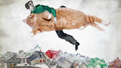 这幅画就是佩特洛娃在马克·夏加尔的名画上放上了的查拉图斯特拉的照片的再创作。