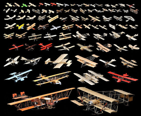 英国匿名老人制作的精美飞机模型（网页截图）