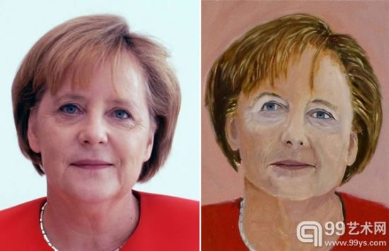 谷歌照片与布什创作的默克尔肖像