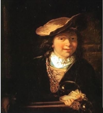 伦勃朗画作名《持肥皂泡的孩子》