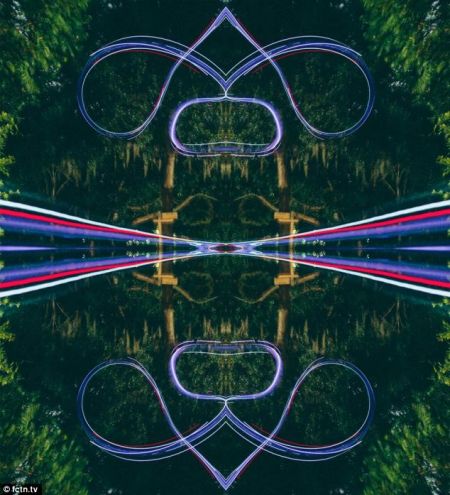 无人机绘出的光影艺术品