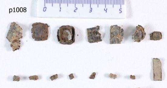 图为七个近日被重新发现的密封死海卷轴残片（网页截图）