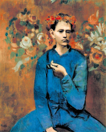 毕加索，拿着烟斗的男孩