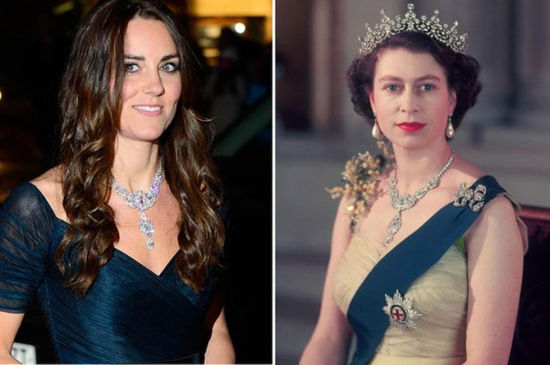 英国凯特王妃新年官方首秀戴女王天价钻石项链