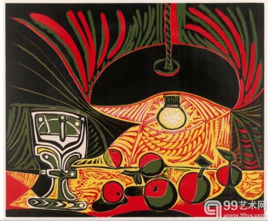 毕加索浮雕版画作品“Nature morte sous la Lampe ”(Still Life under the Lamp), 