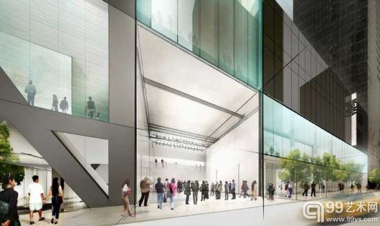 纽约现代艺术博物馆的扩建计划的概念效果图   第53街西的街景图