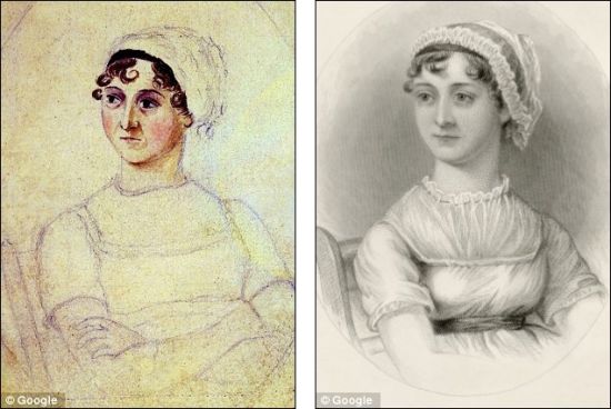 左侧为简·奥斯汀的姐姐所作，右侧为1870年的版本