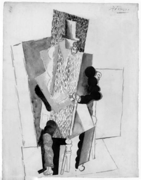 毕加索画作《戴折叠礼帽的男人》