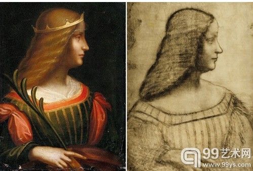 达文西所创作的伊莎贝拉画像油画完成版及素描稿