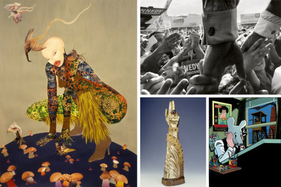 （右上起顺时针）约翰·F·肯尼迪的选战（1960年）；阿特·斯皮格曼在《Maus》一书中的自画像（1989年）；希尔德斯海姆教堂收藏的圣徒伯恩沃德·杰曼的遗骨（约1194年）；瓦格希·姆图的《在梦中驾驭死亡》（2002年? />
										　　（右上起顺时针）约翰·F·肯尼迪的选战（1960年）；阿特·斯皮格曼在《Maus》一书中的自画像（1989年）；希尔德斯海姆教堂收藏的圣徒伯恩沃德·杰曼的遗骨（约1194年）；瓦格希·姆图的《在梦中驾驭死亡》（2002年?/span>
								

<p>　　在经历了一段沉闷的时光之后，2013-2014的博物馆艺术季有望变得非常有趣，既有来自遥远过去的内容，也有与当今政治相结合的艺术。接下来的几个月，我们应该能体会到我们的艺术机构在稍微远离平淡之后能带给我们什么惊喜。</p>

<p>　　惊喜首先在于终于没有某些人的展览了。那些受欢迎的长驻艺术家们，比如马蒂斯(Matisse)和毕加索(Picasso)，终于休假了，不过他们的位置将被其他我们熟悉的现代主义画家们占据，比如大都会艺术博物馆的巴尔蒂斯(Balthus)个展(9月25日开幕)、休斯顿美术馆的布拉克(Braque)个展(2月16日开幕)、费城艺术博物馆的莱热(Léger)个展(10月14日开幕)、现代艺术博物馆的马格里特(Magritte)个展(9月28日开幕)以及古根海姆博物馆的罗伯特·马瑟韦尔(Robert Motherwell，将展示他早期的拼贴画，那是他最好的作品)个展(9月27日开幕)。</p>

<p>　　我特别期待大都会博物馆的一场追溯到很久以前的展览——《来自希尔德斯海姆教堂的中世纪瑰宝》(Medieval Treasures From Hildesheim，9月17日开幕)。这场展览将把与这座西欧最好的教堂之一有关的宗教物品集中展示给我们。如果这场展览能与几年前该博物馆展示的巴塞尔大教堂的宝物相媲美，那它将成为本年度最不为人所知的发现之一。</p>

<p>　　华盛顿的国家艺术馆举办的“天与地：希腊藏品中的拜占庭艺术”(Heaven and Earth: Art of Byzantium from Greek Collections)将展出用珠宝装饰的宗教和世俗作品，应该能与大都会博物馆的展览一争高下。“瑜伽：变形的艺术”(Yoga: The Art of Transformation)应该具有同样的效应，这场展览从视觉的角度回顾了这个精神修炼从古印度神奇起源而后演变成一个全球现象的过程。这场展览10月19日在华盛顿的阿瑟·M·萨克勒美术馆(Arthur M. Sackler Gallery)开幕，之后将前往克利夫兰和旧金山展出。</p>

<p>　　其他一些展览以国际主义为主题。其中一个是大都会博物馆的“编织地球：全球纺织贸易，1500-1800”(Interwoven Globe: The Worldwide Textile Trade, 1500-1800)，由从该博物馆最深的壁橱里选出的物品组成(9月16日开幕)。另一个是“跨越水域的刚果”(Kongo Across the Waters)。该展览将于10月22日在盖恩斯维尔的佛罗里达大学哈恩博物馆(Harn Museum)开幕，利用极少被研究的考古资料来记录西非强大的刚果王国的崛起，它与欧洲的早期接触，以及它对非裔美国人历史的长远影响。</p>

<p>　　这个展览季正好跟1964年《民权法案》颁布50周年重合，非裔美国人的历史自然是个焦点。一个以此为主题的展览是布鲁克林博物馆的“见证：艺术、行动主义和民权”(Witness: Art, Activism and Civil Rights，4月6日至8月10日)。另一个暗含该主题的展览是华盛顿国家艺术馆的“骄傲地说出来：第54马萨诸塞军团和奥古斯特·圣高登斯的《肖纪念碑》”(Tell It With Pride: the 54th Massachusetts Regiment and August Saint-Gaudens’ Shaw Memorial，9月15日至1月20日)。这个小型展览聚焦于一个纪念美国内战中一个不幸的联邦军团的雕像。虽然该纪念碑以该军团的白人领导人罗伯特·古尔德·肖(Robert Gould Shaw)命名，但是他领导并一同战死的士兵们是黑人。</p>

<p>　　要完全实现民权——与种族、阶级和性别有关的所有权利——需要不断努力。当代艺术展览在不断提醒我们这一点。摄影师凯莉·梅·维姆斯(Carrie Mae Weems)把这变成了一个特别回顾展的主题，包含了非裔美国人30年的生活。该展览将于1月24日在古根海姆博物馆开幕。出生在东非的年轻艺术家瓦格希·姆图(Wangechi Mutu)用非常不同的方式把种族、性别和殖民主义融合在她奇妙的创意拼贴画中。这场展览将于10月11日在布鲁克林博物馆开幕。</p>

<p>　　所有这些元素肯定会出现在“鲁夫奈克建构主义者”(Ruffneck Constructivists，2月12日开幕)中，这是一个关于“种族”思考的并发症和邪恶性的集体展览，由艺术家卡拉·沃克(Kara Walker)为费城的当代艺术协会组织的；在特雷沃恩·马丁(Trayvon Martin)枪击案及其余波的影响下一定会引起特别的共鸣。政治必然会融入“激进的表现：当代艺术中的黑人表演”(Radical Presence: Black Performance in Contemporary Art)展览中。该展览分两部分，第一部分从周二至10月7日在纽约大学的格雷艺术馆(Grey Art Gallery)展出，第二部分将于11月14日在哈莱姆区的工作室博物馆(The Studio Museum)开幕，届时纽约市表演艺术双年展“表演13”(Performa 13)也将举行。</p>

<p>　　“表演13”今年秋天是第五次举行，它将会很好地借鉴另一场同时进行的展览——10月31日在惠特尼美国艺术博物馆开幕的“租来的小岛的仪式：物体剧院、阁楼表演和新心理剧——曼哈顿1970-1980”(Rituals of Rented Island: Object Theater, Loft Performance, and the New Psychodrama — Manhattan 1970-1980)。该展览致力于重现当年的纽约，当时表演艺术还只是一种短暂的、受市场质疑的媒介，而不是如今这种昂贵、奢华、能多次上演的艺术形式。</p>

<p>　　艺术界目前的怀旧情绪在对以前和最近发生的事情的纪实重现中得到了很好的释放。一个特别有趣的例子是“约翰·F·肯尼迪，1963年11月22日：一个旁观者眼中的历史”(JFK November 22, 1963: A Bystander’s View of History)。这场展览是为了纪念约翰·F·肯尼迪被刺50周年，将于10月4日在国际摄影中心开幕。而纽约市博物馆即将举办的“后效应：超级飓风桑迪摄影展”(After Effects: Photographs from Super Storm Sandy，11月20日)则回顾的是去年发生的重大气候事件。</p>

<p>　　我带着愉快的心情期待有机会与那些通过某种方式以过去和现在的历史作为作品主题的艺术家们共度时光。阿特·斯皮格曼(Art Spiegelman)肯定是这样的艺术家，他敢于用绘画小说来描述纳粹大屠杀，关于他的期待已久的回顾展将于11月8日在犹太博物馆开幕。</p>

<p>　　美国资深概念派艺术家陈貌仁(Mel Chin)一直在创作与20世纪70年代以来的环境灾难有关的社会、伦理作品，准确预见后来发生的历史。年轻的法国电影制作人卡米尔·亨罗特(Camille Henrot)在今年的威尼斯双年展上获得了最具潜力艺术新人银狮奖。这两位艺术家都将在新奥尔良艺术博物馆举办展览，亨罗特的展览将于10月11日开幕，陈貌仁的展览将于2月21日开幕。</p>

<p>　　能重温麦克·凯利(Mike Kelley)的艺术作品将是件很好的事，他记录了美国流行文化的要害。关于他的回顾展将从欧洲来到现代艺术博物馆(10月13日至2月2日)。我期待全面了解两位南美艺术家的作品，他们在美国没有得到足够的展示。布朗克斯艺术博物馆收集了巴西艺术家保罗·布拉斯基(Paulo Bruscky)的大量作品，他在20世纪60年代利用邮件艺术向世人展示了军事独裁下的生活。休斯顿美术馆将纵览阿根廷艺术家安东尼奥·贝尔尼(Antonio Berni)的同样有说服力的反抗艺术。</p>

<p>　　彼得·舒曼(Peter Schumann)在20世纪60年代的纽约街头成立了“面包与木偶剧团”(Bread and Puppet Theater)，后来让它在佛蒙特的一个农场存活下来。他终于在修饰一新的皇后博物馆得到了应有的呈现，展览从10月13日开始。</p>

<p>　　博物馆是个奇怪的地方，一个有利亦有弊的地方。通过把物品分类、分割文化、简化历史，它能删节事实、抹平价值观。位于洛杉矶的加州大学海默博物馆(Hammer Museum)举办的“要么接受要么放弃：制度、想象、意识形态”(Take It or Leave It: Institution, Image, Ideology)将批判性地思考这个事实(2月8日开幕)。加州的另一场展览——位于伯克利艺术博物馆和太平洋电影档案馆的展览——将幸运地从另一个角度分析这个问题。</p>

<p>　　劳伦斯·林德尔(Lawrence Rinder)和戴维·威尔森(David Wilson)将邀请各行各业的当地人——艺术家、表演者、手工艺人和教师——把他们的才华和欲望一起发挥出来，创造一个有机的、每天不断变化的展览。该展览重视过程而非成果，并令“成果”的定义变得不确定。这场展览名叫“可能”(The Possible)，这正是我对即将到来的展览季的概括。</p>
<!-- publish_helper_end -->
                 

					<div class=