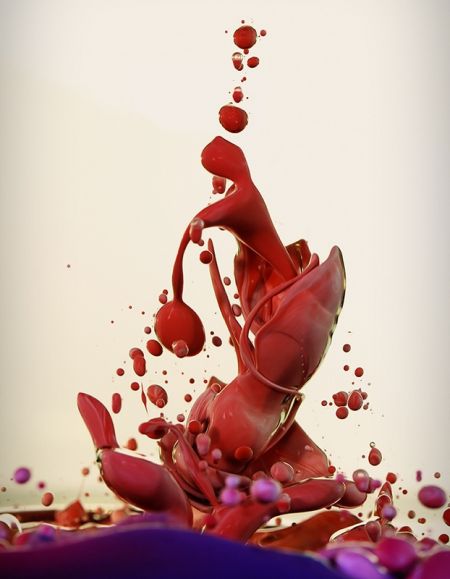 意大利艺术家拍油漆滴入水中瞬间