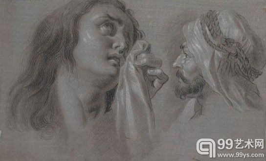 《抹大拉的马利亚和摩尔人的头》，Zacarias Gonzalez Velazquez (1763-1834)