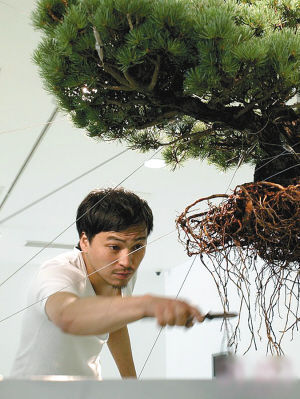 日本艺术家Azuma Makoto在进行创作