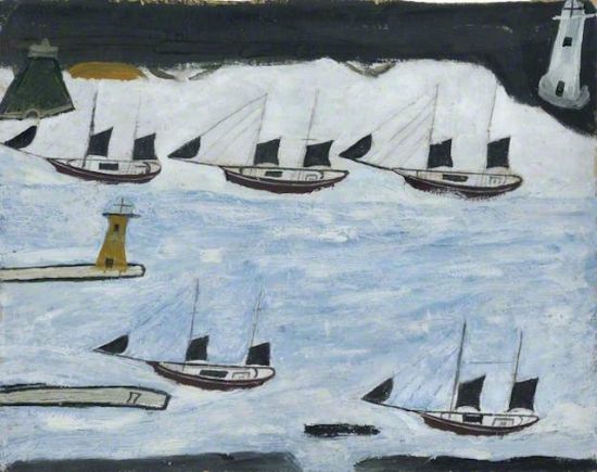 7. 《Five Ships》， Mount’s Bay by Alfred Wallis