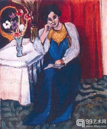 警方公布的亨利·马蒂斯1919年画作《穿白黄相间衣服的读书女孩儿》的照片