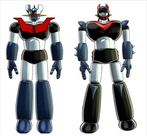 左为日本动漫形象“魔神Z”，右为韩国动漫形象“机器人跆拳V”