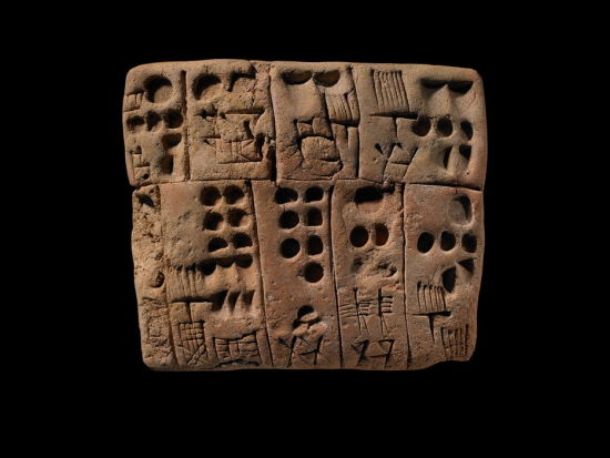 早期行政泥板书，公元前 3300 至前 3000 年，可能源自乌鲁克。