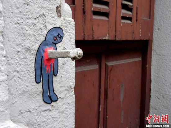 法国艺术家的幽默街头艺术
