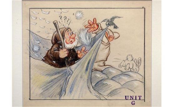 从未亮相过的迪士尼《白雪公主与七个小矮人》1937年原画，将在柴郡的塔顿公园古董和艺术博览会展出。 PA 供图