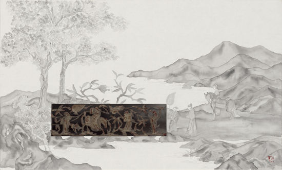 李婷婷，游春图No.4，40×60cm，综合材料，2015