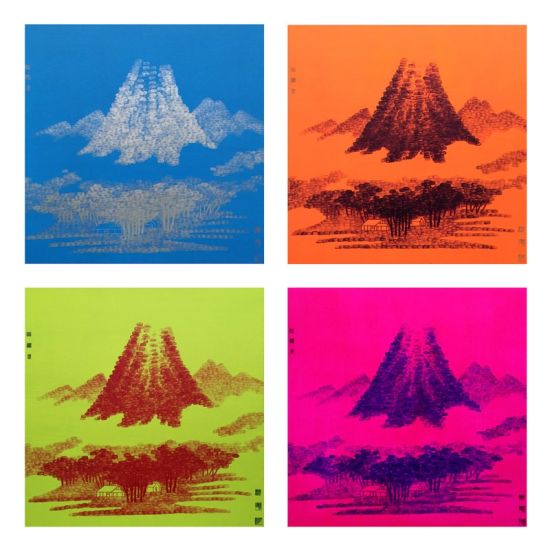 《一指云山B—1、2、3、4》，100x100cm，画布丙烯+油彩，2007