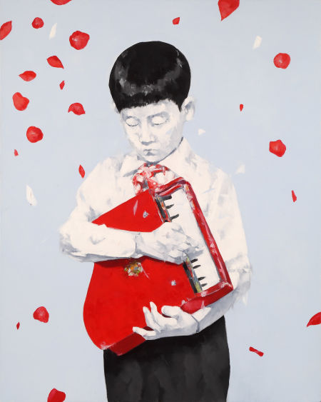 韩羽良 我的小红琴 2014 布面油画 125×100cm