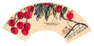 胡絜青，《荔枝蚂蚱》，纸本水墨设色。资料图片