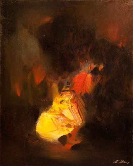 《红色意象》 朱德群 Chu Teh Chun (1920-2014) 布面油画 80×66cm 1981