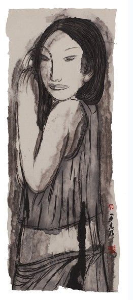 来自昌南的女人，78x33cm纸本水墨， 2011——2013 （1）